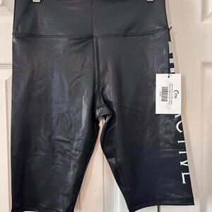 NWT - Black Metallic ZYIA Light n Tight Hustle Shorts 10 (XL)